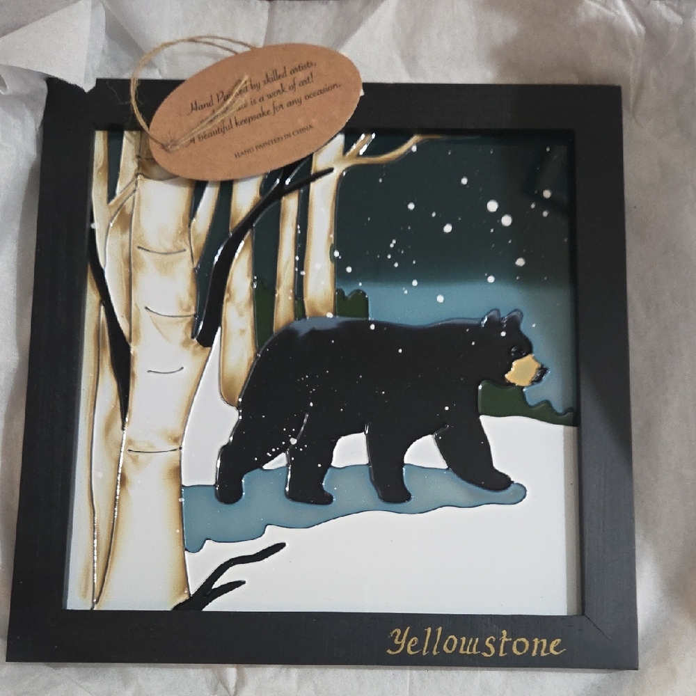 Yellowstone Black Bear Wall Art - Winter Scene